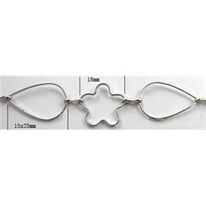 Handcraft copper chain, 15x25mm, 18mm dia, platinum plated
