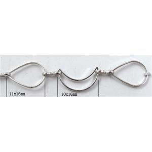 Handcraft copper chain, 11x16mm,10x16mm, platinum plated