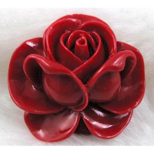 Compositive coral rose, Pendant, Red, 36mm dia