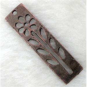 Tibetan Silver Charms, red copper, 12x45mm