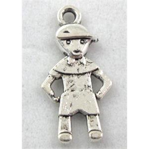 Tibetan Silver boy pendants, 10x21mm