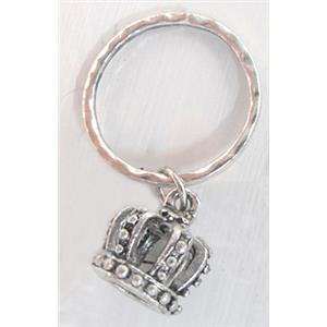 Tibetan Silver Pendant with Crown, lead and nickel free, 15mm dia, 23mm dia