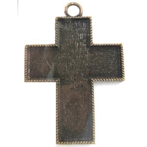 Tibetan Silver Crose pendant, Lead and nickel Free, bronze, 50x70mm