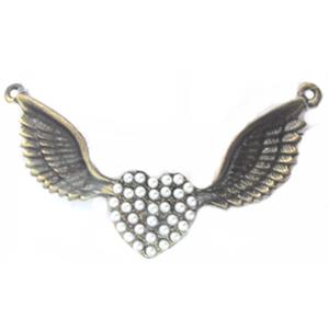 Angel Wing pendant, lead free, nickel free, bronze, approx 77mm wide