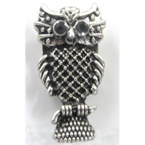 Tibetan Silver Owl charm, Lead and nickel Free, 16x30mm