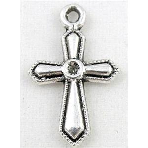 cross, tibetan silver pendant, non-nickel, 12x20mm