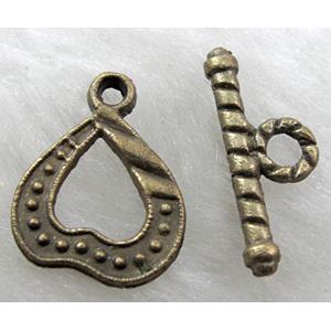 Tibetan Silver toggle clasps, Antique Bronze, 12x16mm, stick:18mm length