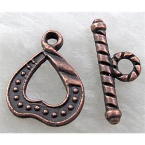 Antique Red Tibetan Silver toggle clasps, 12x16mm, stick:18mm length