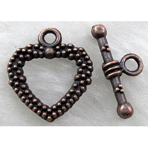 Tibetan Silver toggle clasps, Antique Red, 16mm dia, stick:19mm length