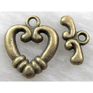 Tibetan Silver toggle clasps, Antique Bronze, 12x16mm, stick:12mm length