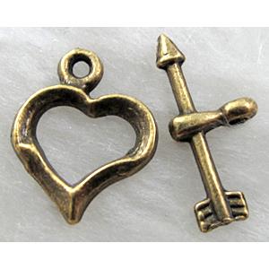 Tibetan Silver toggle clasps, Antique Bronze, 13mm dia, stick:18mm length