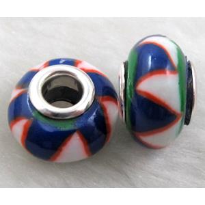 Fimo Polymer Clay Beads, 15-16mm dia, 9-10mm thick, hole:5.5mm