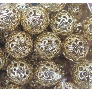 colorfast copper bead, gold plated, approx 10mm dia