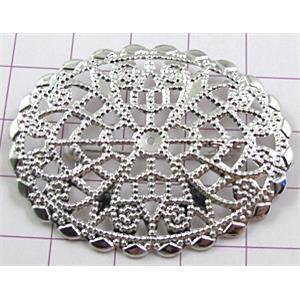 Baroque Style Brooch, Copper, Platinum Plated, 45x35mm