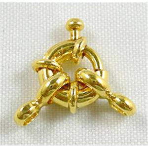 Gold Plated Copper Necklace Clasp, approx 15mm dia