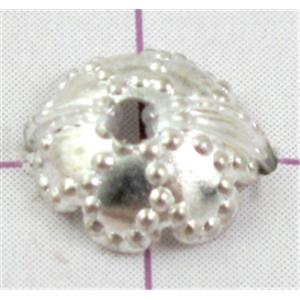 bead-Caps, copper, Platinum Plated, 6mm dia