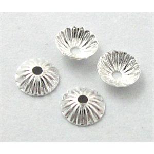 bead-Caps, copper, Silver Plated, 5mm dia, copper