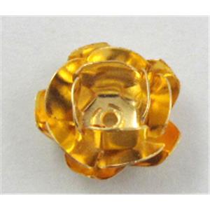 Rose bead, copper, Golden Plated, 12mm dia, copper