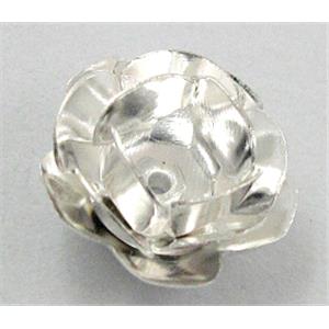 Rose bead, copper, Silver Plated, 12mm dia, copper