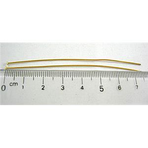flat-HeadPins, copper, gold plated, 75mm length
