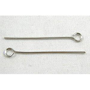 Eye Pins, iron, platinum plated, 35mm length