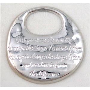 alloy pendant, silver plate, approx 40mm dia