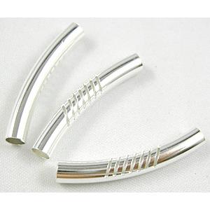 Silver Plated Light Curving Bracelet, necklace spacer Tube, 5mm dia, 30mm length