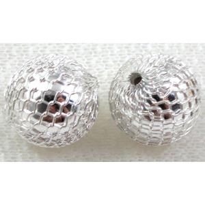 silver plated Round CCB Beads with copper wire wrapped, 15mm dia