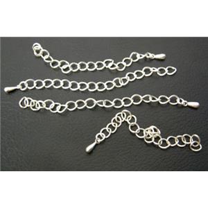 Necklace Extender chain, Copper, Silver Plated, 5cm length, 4.3x5mm