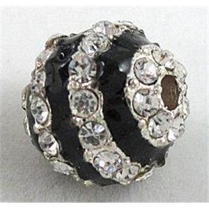 enamel alloy bead, rhinestone, 12mm dia, 2.5mm hole