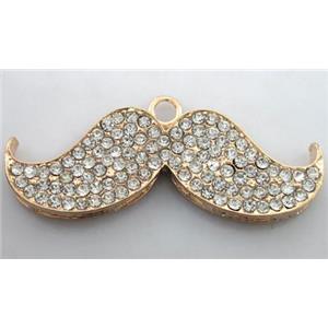 alloy Mustache pendants pave rhinestone rose gold, 24x58mm