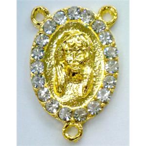 goddess bracelet bar, enamel alloy with Rhinestone, gold, approx 20x30mm