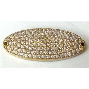 bracelet bar, copper connector with zircon rhinestone, brass, approx 13x32mm