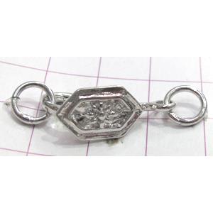 Copper toggle clasps, 12x35mm, color code: D silver plated