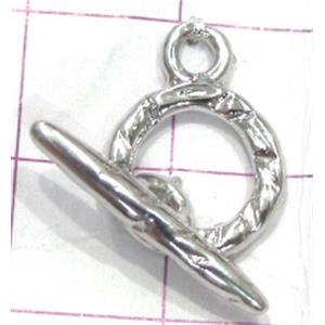 Copper toggle clasps, 11mm dia, stick: 18mm length, color code: F platinum