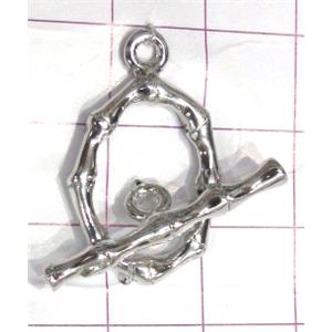 Copper toggle clasps, 16x27mm, stick: 30mm length, color code: F platinum