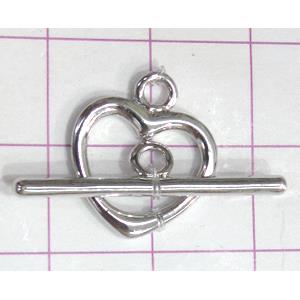 Copper toggle clasps, 14mm wide, stick: 27mm, color code: D silver plate