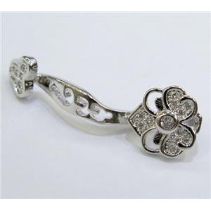 paved zircon copper pendant, platinum plated, approx 10-30mm