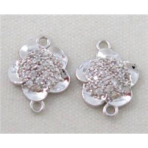 zircon, copper connector, platinum plated, approx 6-10mm