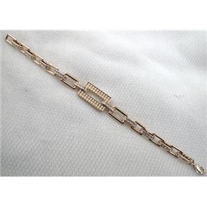 14k Gold Plated Alloy Bracelet, Nickel Free, Lead Free, 15x25mm, 10x15mm, 14mm length, 8 inch length