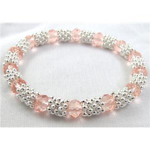 Stretchy Chinese Crystal glass Bracelet, 8mm dia, 7 inch(19cm) length
