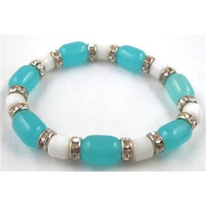cat eye stone bracelet, stretchy, aqua, 10x14mm, 8mm, 8 inch length