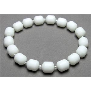 white jasper bracelet, stretchy, 8mm dia, 8 inch length