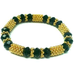 Stretchy Bracelets, chinese crystal bead and alloy snow spacer, 10mm bead, 8 inch length