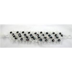 Chinese Crystal glass Bracelet, seed glass bead, approx 35mm wide, 7.5 inch(19cm) length