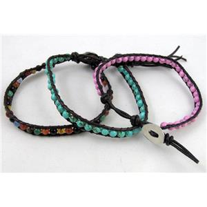 mixed handmade fashion gemstone wrap bracelet, approx 4mm bead, 8mm wide, 17cm length