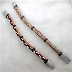 Genuine Leather Bracelet, Mix, 10mm wide, 8 inch length