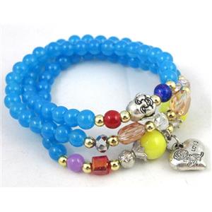 fashion jewelry, glass necklace, bracelet, CCB, approx 6mm bead, 49cm length