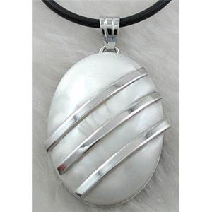 Acrylic Necklace, alloy, rubber cord, 25x35mm, 16 inch length