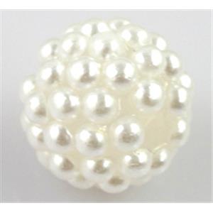 resin bead, round, white, 14mm dia, 2.5mm hole